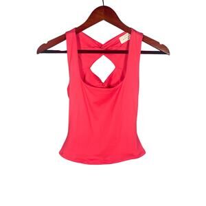 American Threads Halter Top Women’s Small Coral Pink Racerback Summer Cropped